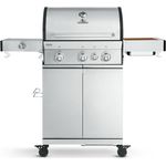 BURNHARD Gasgrill FRED Deluxe Series 3 inkl. Backburner, 900°C Infrarot-Keramikbrenner, Seitenkochfeld, Edelstahl-Grillrost, Grillabdeckung + klappbare Seitentische, Edelstahl