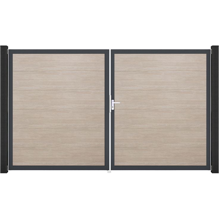 GroJa Doppeltor 'BasicLine', PVC Gartentor DIN rechts, Eichefarben hell/anthrazit, 300 x 180 cm, einfache Montage, pflegeleicht, made in Germany