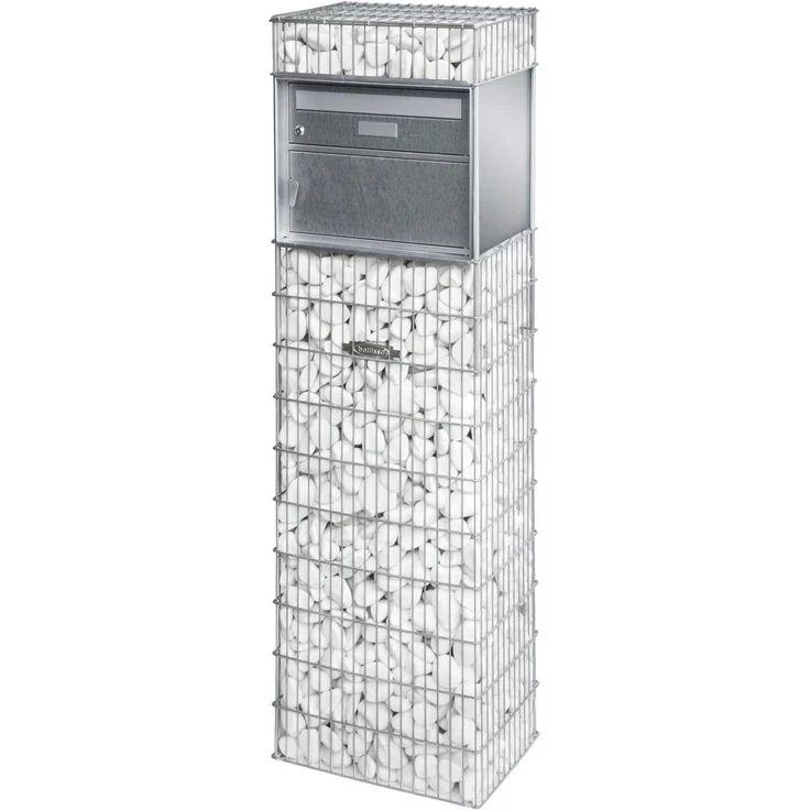 Bellissa Briefkasten-Gabione, inkl. Paketfach, Zink-Aluminium verzinkt, vormontiert, B 44 x T 31 x H 143 cm