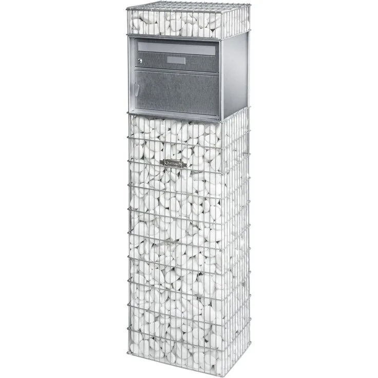 Bellissa Briefkasten-Gabione, inkl. Paketfach, Zink-Aluminium verzinkt, vormontiert, B 44 x T 31 x H 143 cm