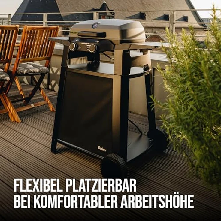 Enders eUrban Pro 2 Turbo Mobil, Elektrogrill mit 2,2 kW Leistung, emailliertem Gussrost und Trolley – Bild 8