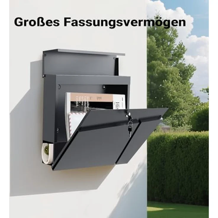 Moderner Design Briefkasten V23 Anthrazit Wandbriefkasten pulverbeschichtet Zeitungsrolle – Bild 8