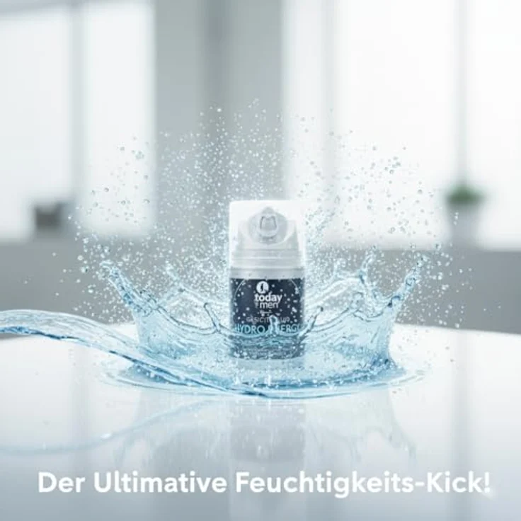 Today Men Hydro Energy Gesichtsfluid, 50ml, mit Koffein & Vitamin C, für normale bis fettige Haut, feuchtigkeitsspendend und schnell einziehend – Bild 2