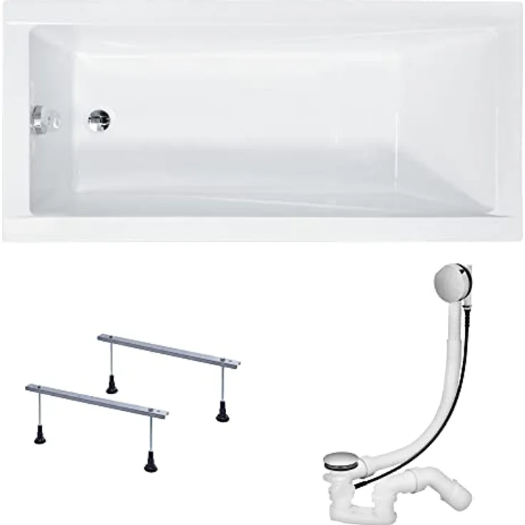 KOLMAN Badewanne Rechteck Modern 160x70 ohne Verkleidung - Ablaufgarnitur VIEGA & Füße