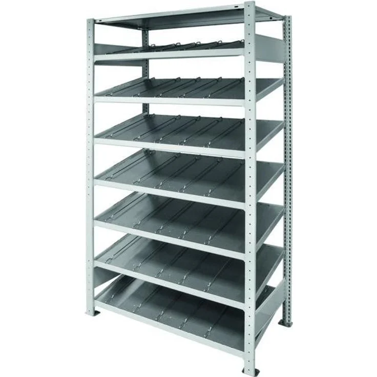 Schulte Lagertechnik Kanban Anbau-Regal MULTIplus150, 2000 x 1000 x 600 mm, verzinkt, 7+1 Fachböden mit Trenn- und Seitenführung