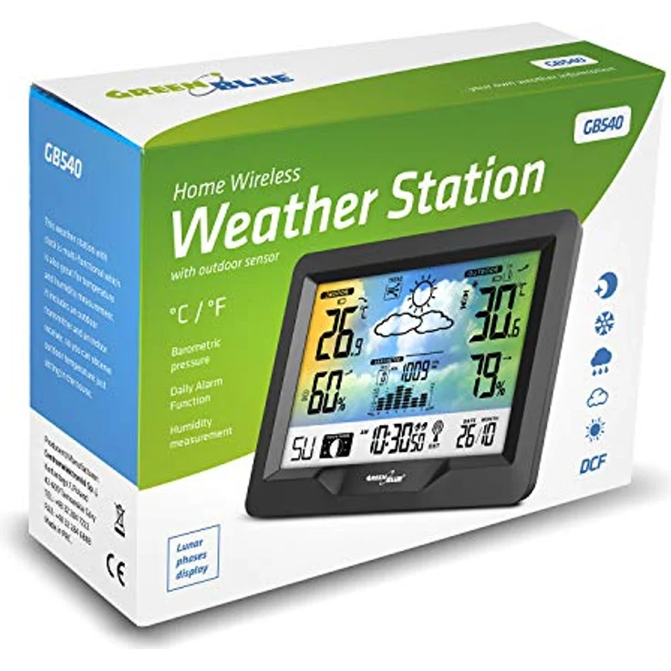 Greenblue 60133 Wetterstation, digitale Akku-Wetterstation mit Hygrometer und Thermometer, Schwarz – Bild 2