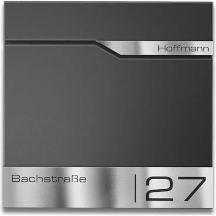 Metzler® Briefkasten Eisenglimmer, rostfreier Wandbriefkasten mit Zeitungsfach, personalisierbar mit Lasergravur und austauschbarem Edelstahl-Namensschild, 10 Jahre Ersatzteile