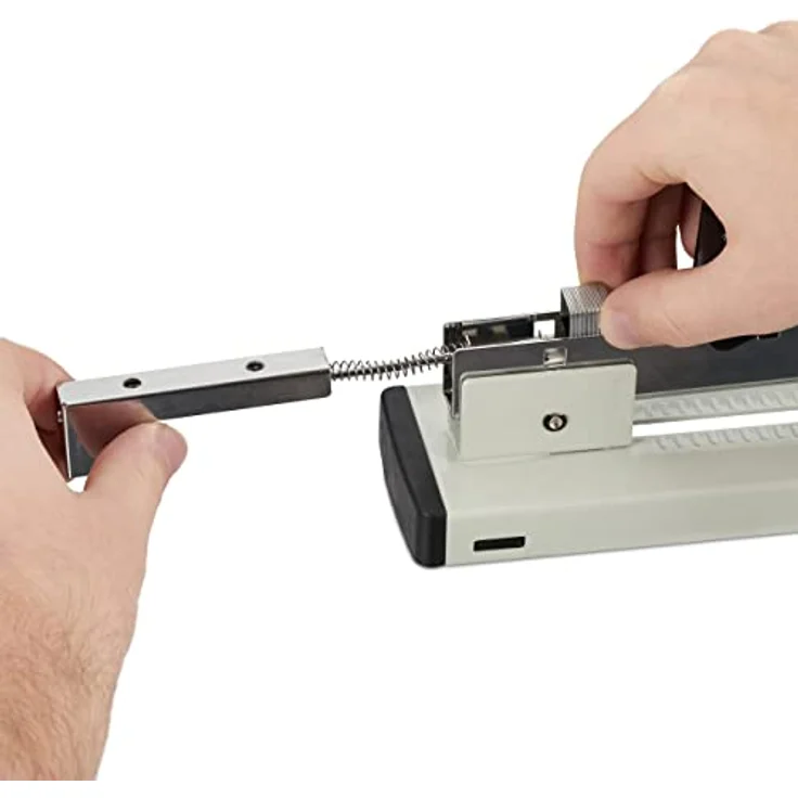 Relaxdays Heftgerät Profi, 100 Blatt Heftleistung, für 24/6 Klammern, einstellbare Einlegetiefe bis 70 mm, grauer Bürotacker – Bild 7