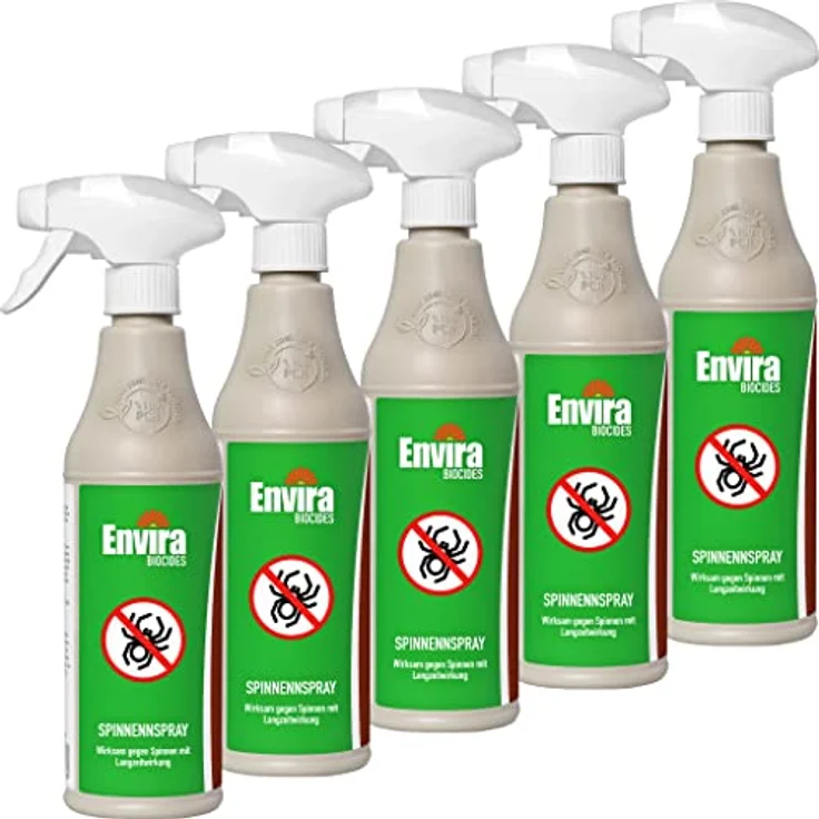 Envira Spinnen-Spray - Spinnenabwehr für Außen und Innen - 5 x 500 ml - Anti Spinnenspray mit Langzeitwirkung - Spinnen vertreiben im Haus & im Garten - Geruchlos & Auf Wasserbasis – Bild 1