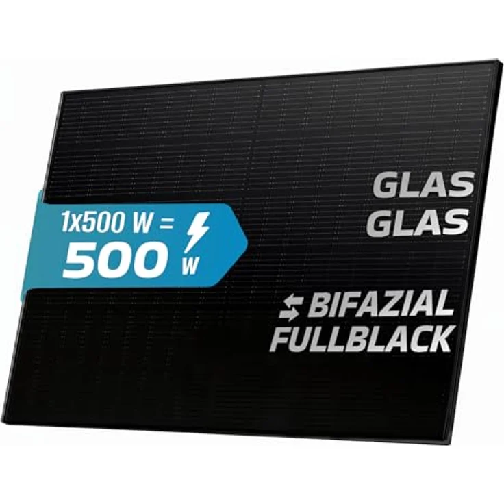 SUNNIVA® FULL BLACK Bifaziales Glas/Glas Solarpanel 500 Watt PV Modul - Nennleistung PMax 1 x 500W, IP68, ideal für Balkonkraftwerke, kompakte Maße, hohe Energieausbeute – Bild 2