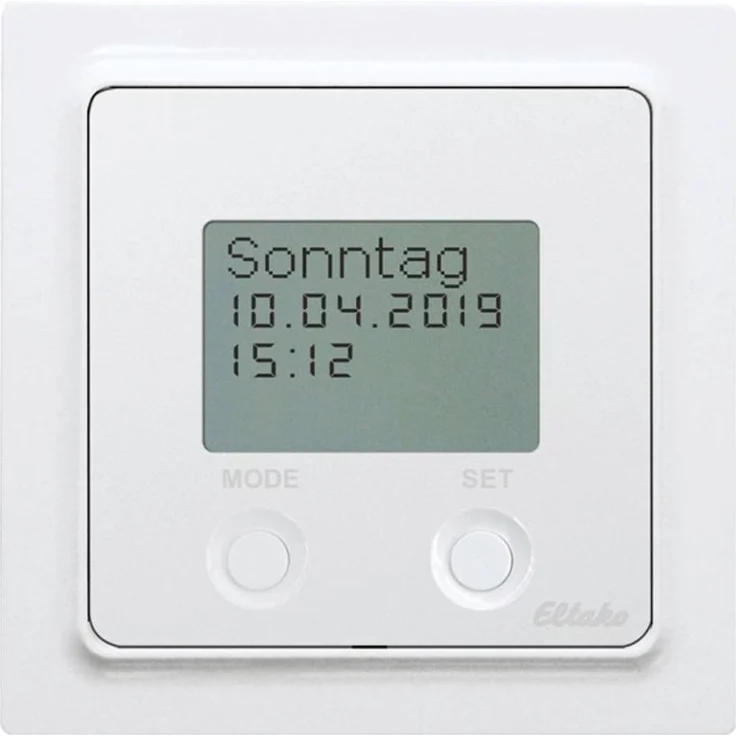 Eltako FSU55ED/230V-wg, Funk-Zeitschaltuhr mit Display, 8 Kanälen, Astro-Funktion, beleuchtet, reinweiss glänzend