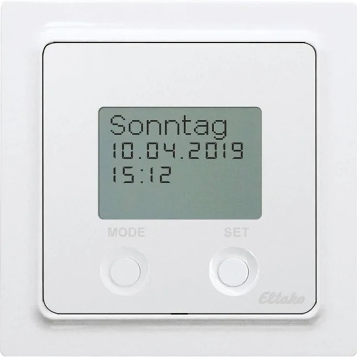 Eltako FSU55ED/230V-wg, Funk-Zeitschaltuhr mit Display, 8 Kanälen, Astro-Funktion, beleuchtet, reinweiss glänzend