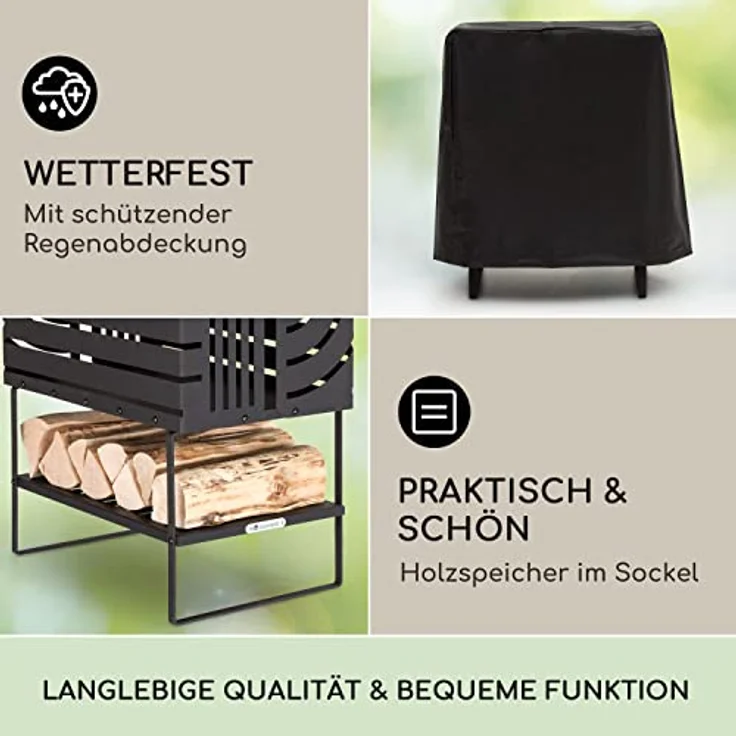 Blumfeldt Feuerschale Groß, tragbare Stahl-Feuerstelle 54 cm für Garten, Balkon & Camping, wetterfest mit Standfuß, rostfrei und stabil – Bild 3