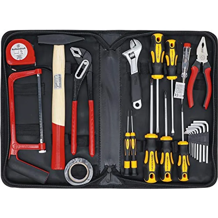BGS TECHNIC Werkzeug-Satz 23-tlg. in hochwertiger Stoffmappe mit Universalhandsäge, Schraubendrehern und Zangen
