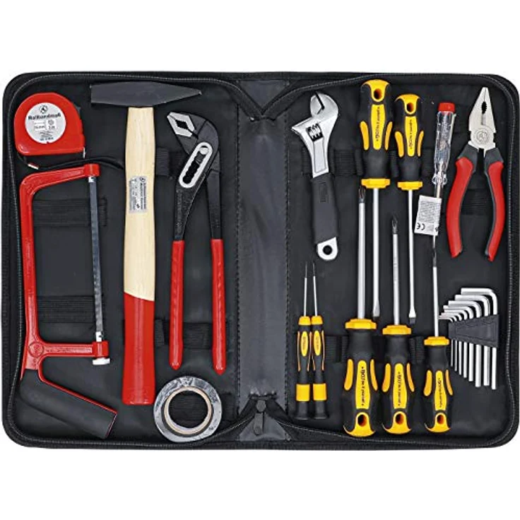 BGS TECHNIC Werkzeug-Satz 23-tlg. in hochwertiger Stoffmappe mit Universalhandsäge, Schraubendrehern und Zangen – Bild 1