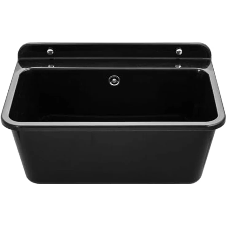Faizee Möbel Kunststoffspüle [LARGE 61x41 cm] Eckiges Einbauausgussspülbecken, Schwarz (2 St) – Bild 2