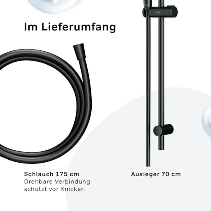 AM.PM X-Joy Duschgarnitur, Duschstange mit höhenverstellbarer Handbrause Ø 120 mm, 3 Strahlarten, Antikalk-Duschkopf mit 175 cm Schlauch, Schwarz – Bild 5