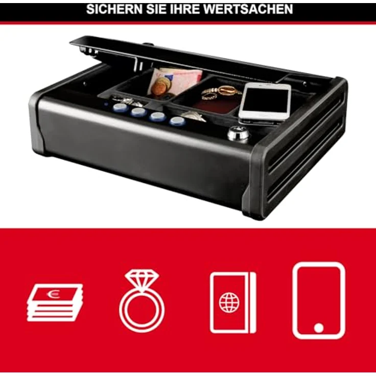 MASTER LOCK Kompakttresor (Elektronische Kombination) MLD08E Ideal für Scheckbücher, Geld, Schmuck, Ausweise und mehr – Bild 4
