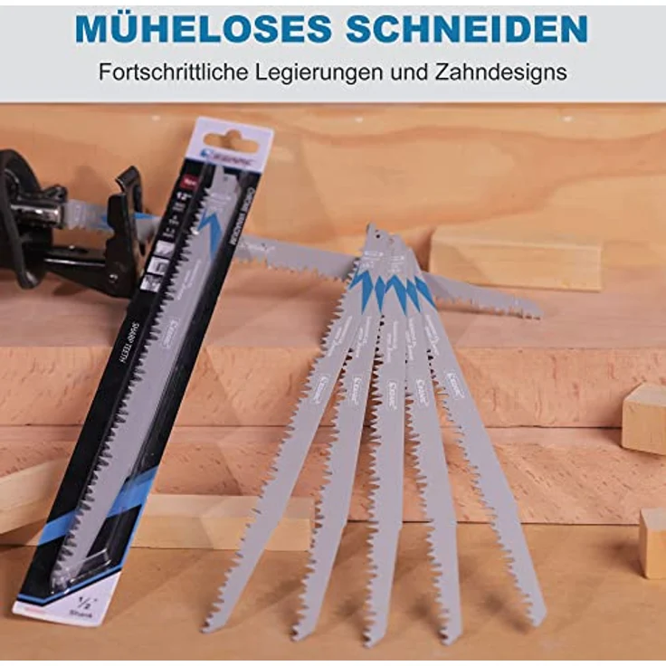 EZARC Säbelsägeblätter Set R1231GS, 5tlg, 300mm für Holzschneiden, 5 TPI, langlebig und vielseitig einsetzbar – Bild 5