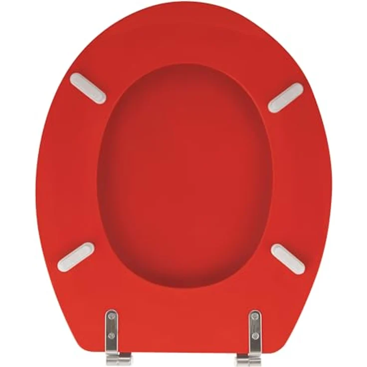 MSV WC-Sitz Cleo, MDF 45 cm x 37 cm x 5,6 cm, rot glänzend, feuchtigkeitsresistent, rostfreie Scharniere, rutschfest – Bild 5