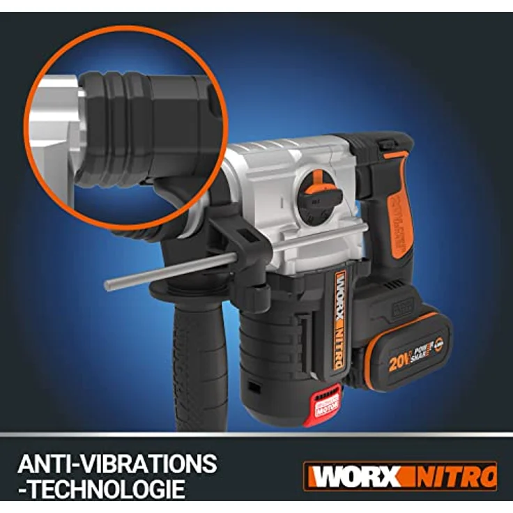 WORX WX380.9 Akku BohrhammerBürstenloses 20V Werkzeug zum Bohren Hammerbohren & MeißelnOhne Akku & L – Bild 5