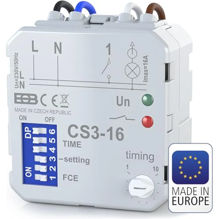 ELEKTROBOCK Zeitrelais - Nachlaufrelais 230 V 16 A - 8 Funktionen, LED geeignet, Unterputz für Lüftersteuerung und Umwälzpumpen – Bild 1