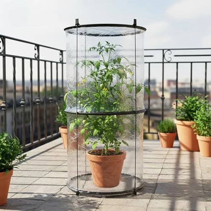 Spetebo Pop-Up Folien Gewächshaus für Tomaten, 110 x 49 cm, transparent/schwarz, mit stabilen Stützstangen und schnellem Aufbau – Bild 7