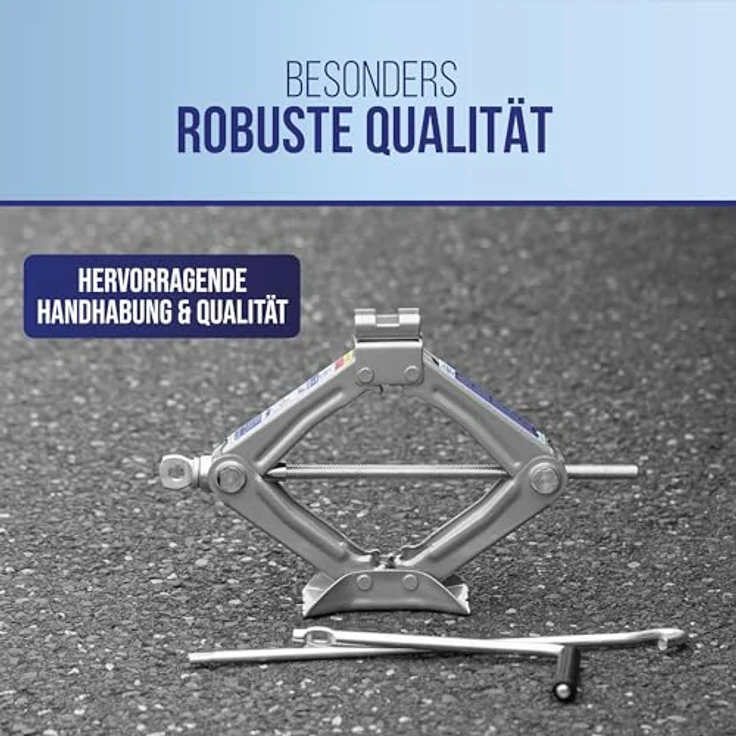 alca Wagenheber Scherenwagenheber 0,8t Reifenwechsel Universal Hubhöhe 32c, leicht und robust, drehbarer Sattel, 100-325 mm Hubbereich, blau – Bild 6