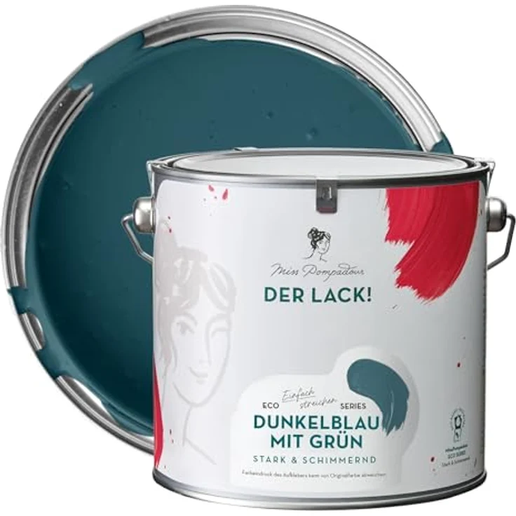 MissPompadour Holzfarbe Dunkelblau mit Grün, Seidenmatte Möbel- und Außenfarbe, 2,5L, witterungsbeständig, hohe Deckkraft – Bild 1