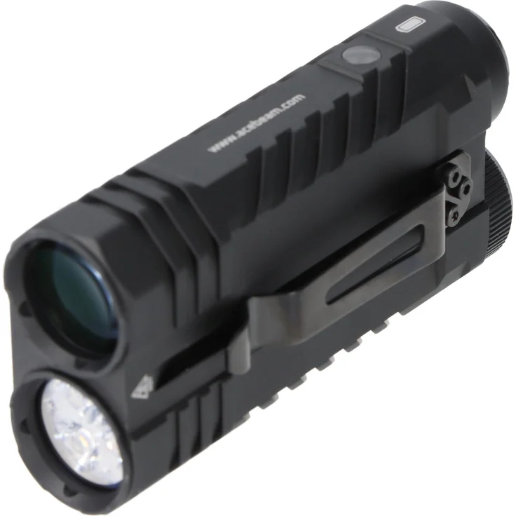 AceBeam Terminator M2, LED-Taschenlampe mit 2.000 Lumen, Spot-, Flut- und AUX-Licht, schwarz (9,54 cm)