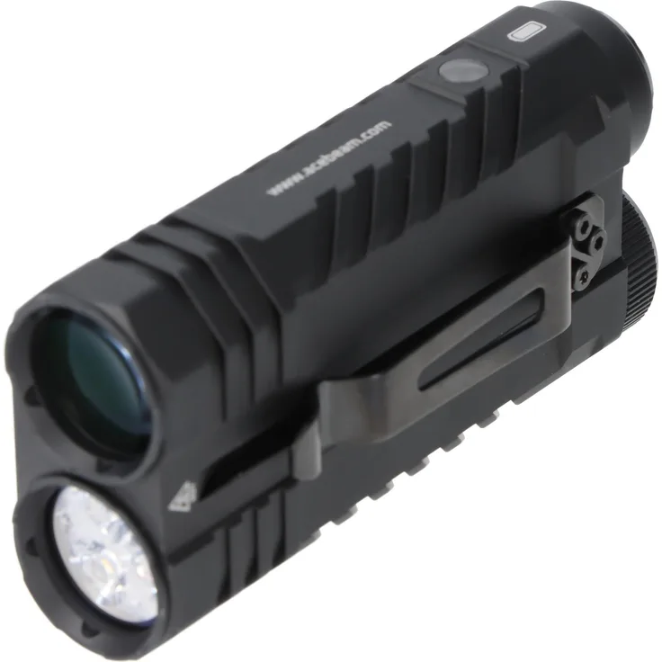 AceBeam Terminator M2, LED-Taschenlampe mit 2.000 Lumen, Spot-, Flut- und AUX-Licht, schwarz (9,54 cm)