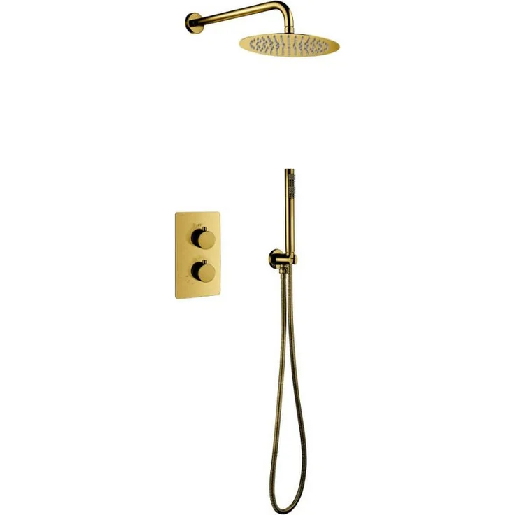 Aloni Duschsystem CR5287-7BG, Unterputz Regendusche 25 cm Komplettset in Goldgebürstet - Preisvergleich