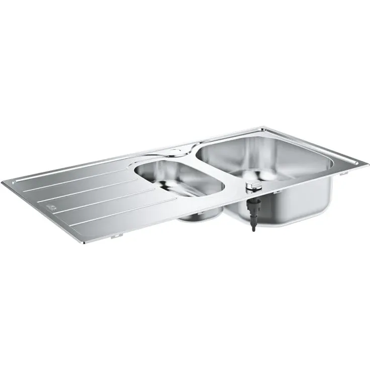 GROHE K200 Edelstahlspüle mit Abtropffläche, 965x500mm, 1,5 Becken, Edelstahl (31564SD1)