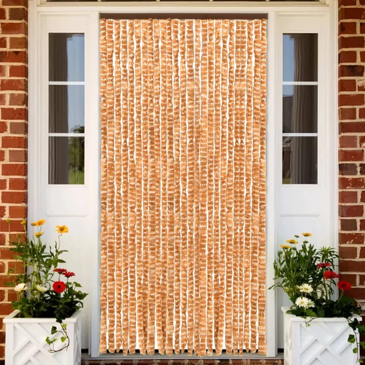 vidaXL Insektenschutz-Vorhang Ocker und Weiß 100x220 cm Chenille – Bild 1