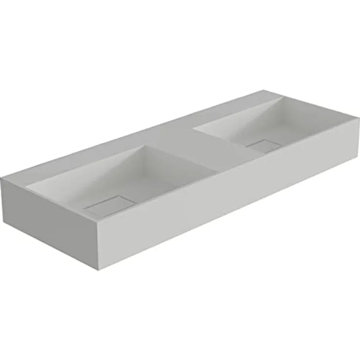 BERNSTEIN Wandwaschbecken aus Mineralguss TWG231 - Weiß matt, großzügige Ablagefläche, Waschbeckenbreite: 122 cm