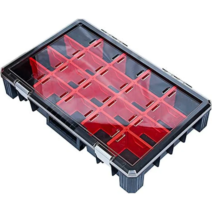 ADB Kleinteilemagazin Sortimentskasten HD 600, Organizer mit 20 Fächern, schwarz/rot, 389x600x110 mm