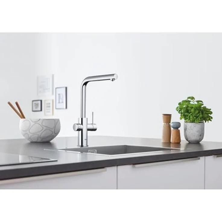 Grohe Blue Home Starterkit, Spültischarmatur mit L-Auslauf, herausziehbar, Edelstahl-Chrom, App-Steuerung, 3L/h sprudelndes Wasser – Bild 13