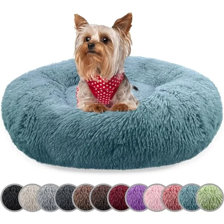 bluzelle Hundebett fr kleine Hunde & Katzen, 50cm Hundekissen Rund Donut  Kissen Hundekorb Plsch, Katzenbett Flauschig Katzenkissen Waschbar  rutschfest Weich, Farbe:Khaki: Tests, Infos & Preisvergleich