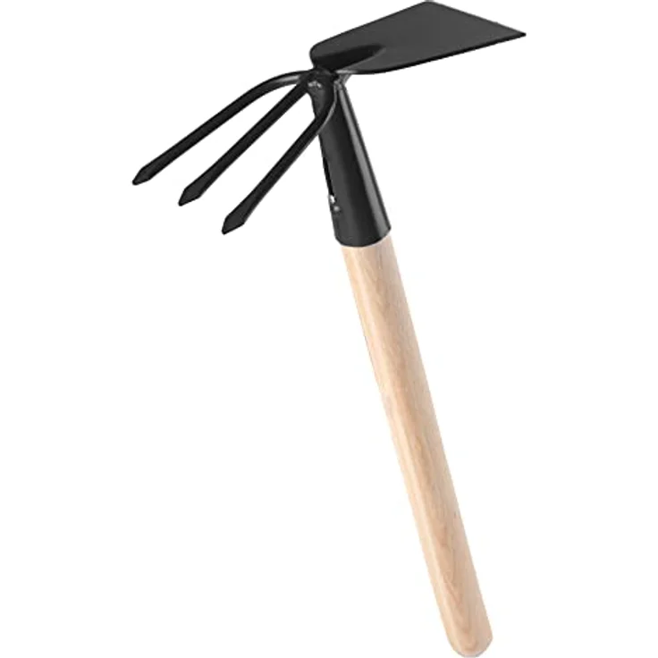 Garronda Unkrauthacke GD-0007, 2-in-1 Handhacke mit Harke und Rechen, schwarz, rechteckig, 39 cm Länge – Bild 4