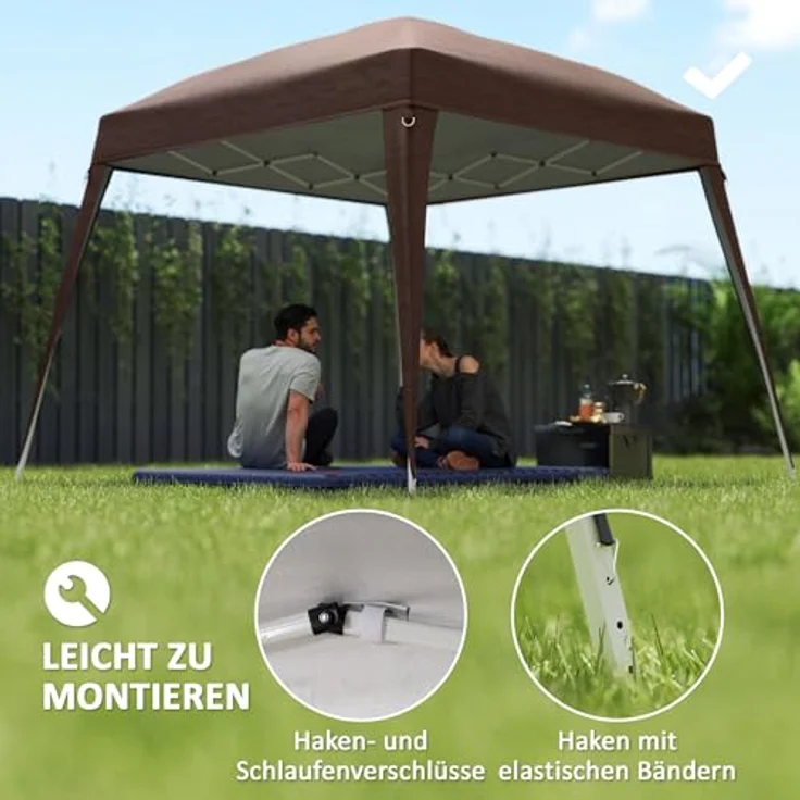 Outsunny Pavillon-Ersatzdach, wasserabweisend, stabil, winterfest, sturmfest, 300 x 300 cm, UPF50+, Farbe Kaffee – Bild 4