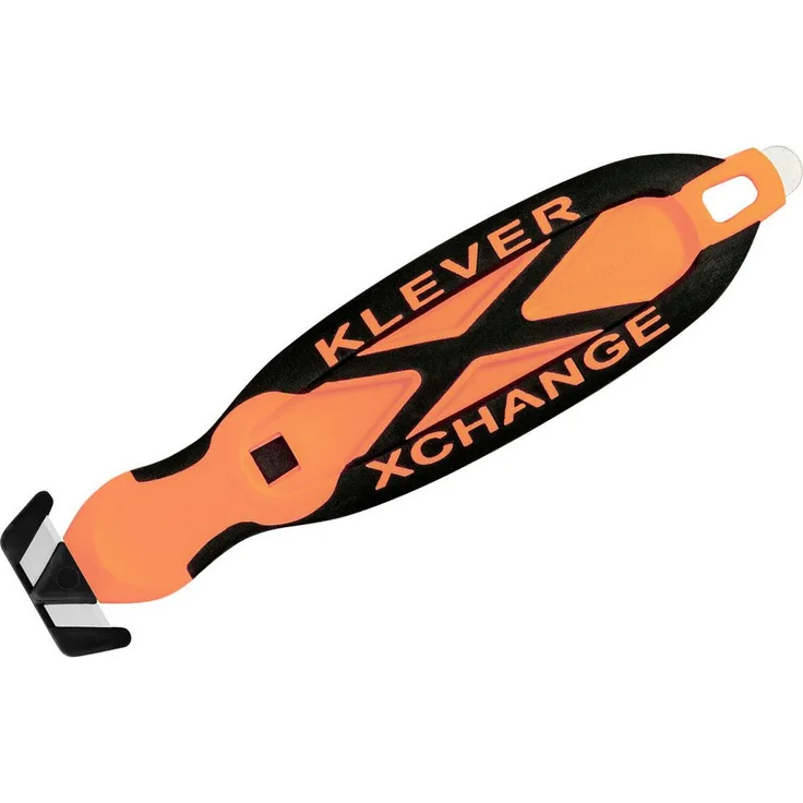 Berger & Schröter Cuttermesser Klever Xchange, orange mit versenkbarer Klinge und ergonomischem Soft Touch-Griff