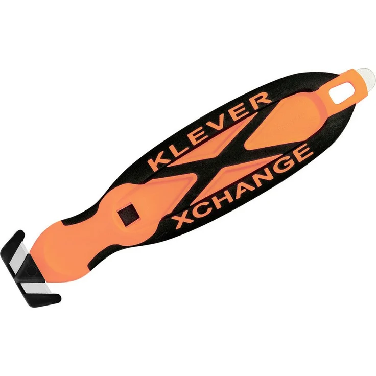 Berger & Schröter Cuttermesser Klever Xchange, orange mit versenkbarer Klinge und ergonomischem Soft Touch-Griff