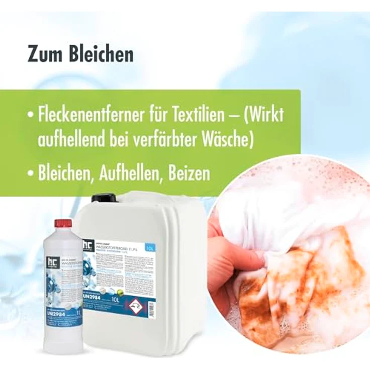 Höfer Chemie Wasserstoffperoxid 11,9%, 4 x 10 L - Technische Oxidationslösung mit 1% Phosphorsäure, vielseitig einsetzbar zum Bleichen und Reinigen – Bild 4