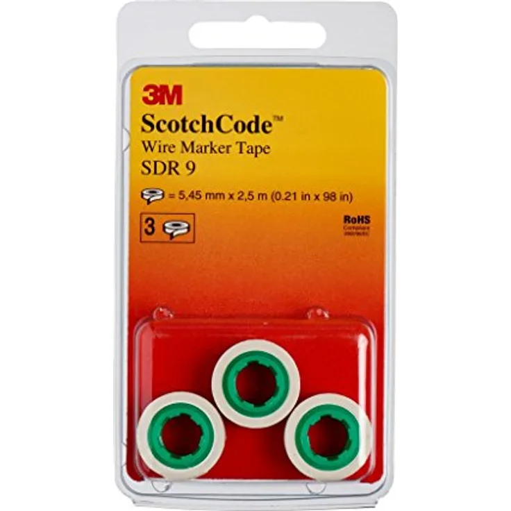 3M ScotchCode SDR-9 Kabelmarkierer Nachfüllrollen, Ziffer 9 (3-er Pack)