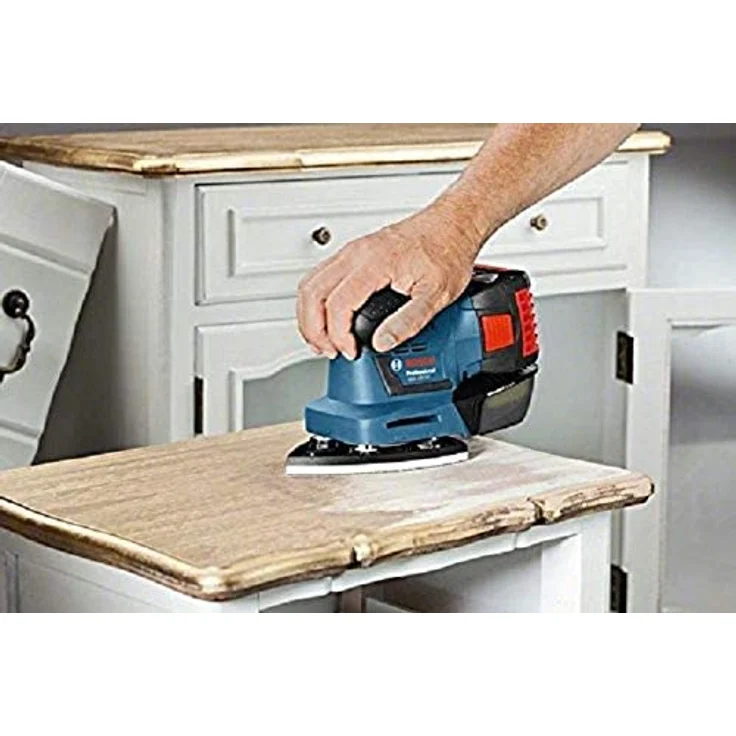 Bosch Professional 18V System Akku Schwingschleifer GSS 18V-10 (inkl. 2x5,0 Ah Akkus + Ladegerät, Schleifpapier, 3x Schleifplatte, Stanzwerkzeug, Schraubendreher, in L-Boxx) – Bild 4