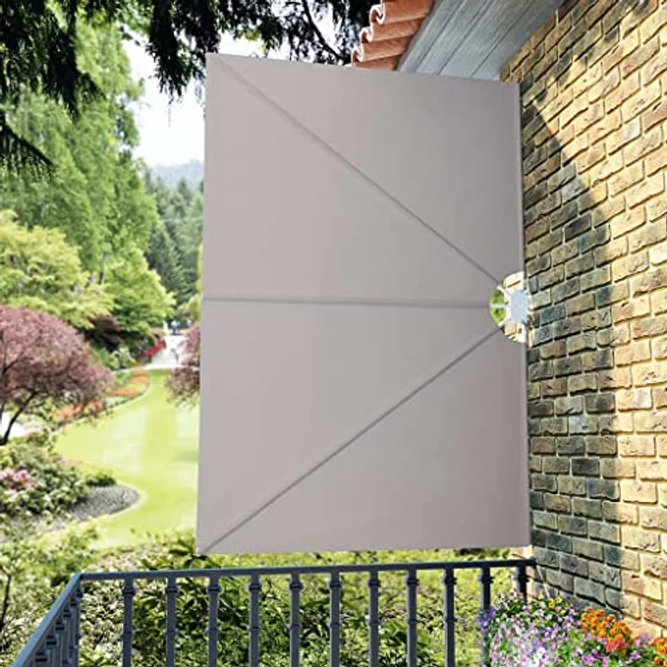 vidaXL Seitenmarkise Terrasse 240x160cm, Creme, wasser- und schmutzabweisend, pulverbeschichteter Stahlrahmen – Bild 5
