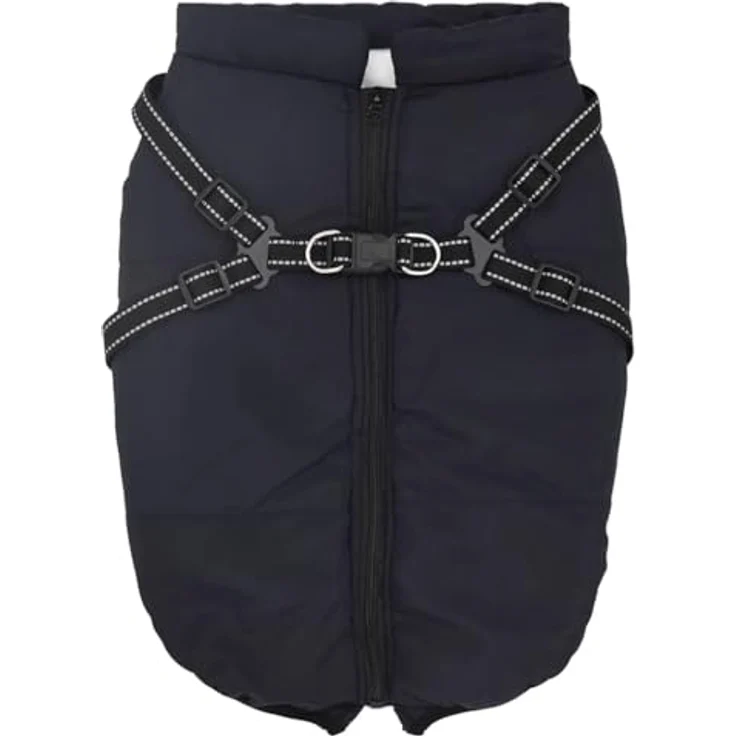 vidaXL Hundemantel Hundemantel mit Geschirr Wasserdicht Marineblau 5XL, verstellbares Geschirr, wasserdicht, mit Reflexstreifen – Bild 2
