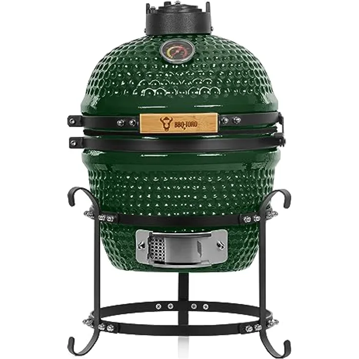 BBQ-Toro Kamado Grill | Holzkohlegrill Haiiro Ø 32 cm mit Thermometer, Holzgriff | Kamado Keramikgrill, Mini Holzkohlegrill, Mini Kamado Grill, Keramik Grill, Kamado BBQ, Ceramic Grill (Green) - Preisvergleich