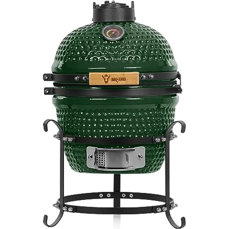 BBQ-Toro Kamado Grill | Holzkohlegrill Haiiro Ø 32 cm mit Thermometer, Holzgriff | Kamado Keramikgrill, Mini Holzkohlegrill, Mini Kamado Grill, Keramik Grill, Kamado BBQ, Ceramic Grill (Green) - Preisvergleich – Bild 1