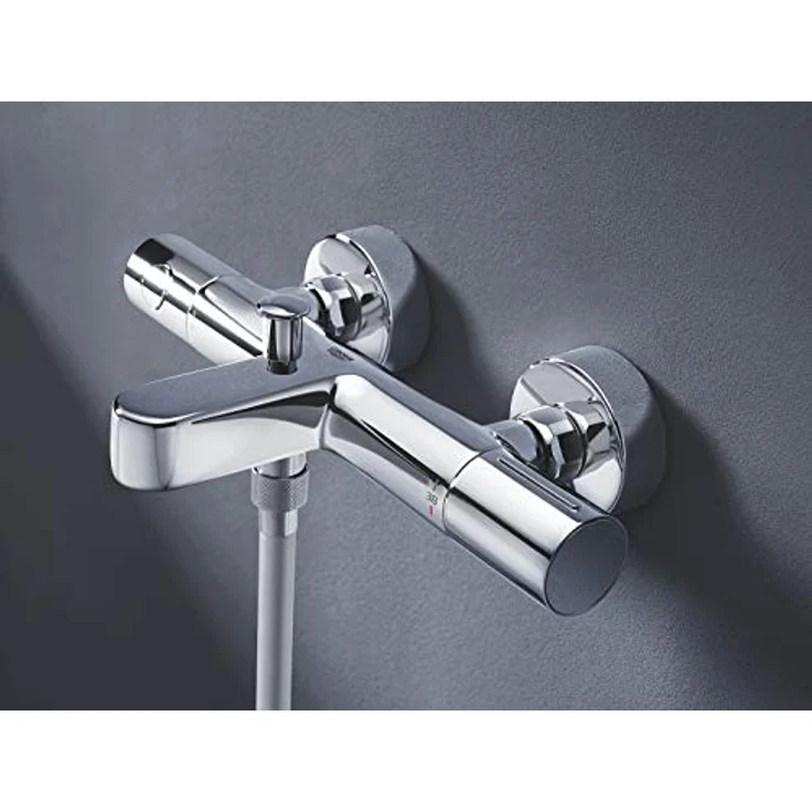 GROHE Grohtherm 800 Cosmopolitan - Thermostat-Wannenbatterie (S-Anschlüsse, mit ergonomischem Metallgriff & Spartaste, Umstellung: Wanne/Dusche), chrom, 34766000 – Bild 2